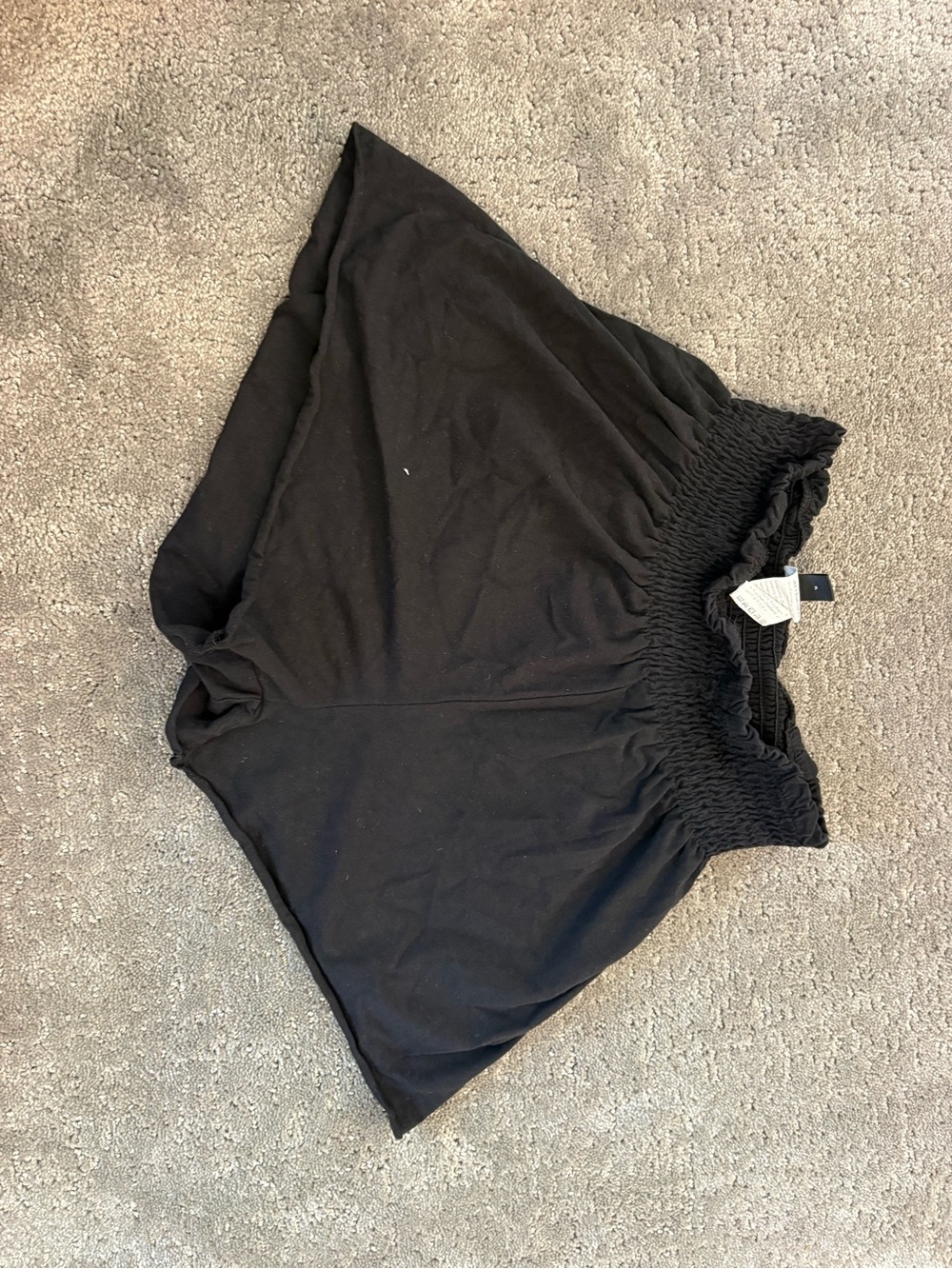 Black Smocked Waist Casual Shorts